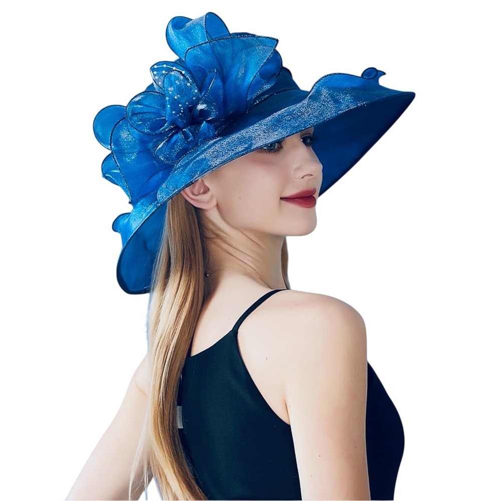 NEW Womens Royal Blue Formal Dress Hat Kentucky Derby Wedding Church Occasion - Picture 2 of 6